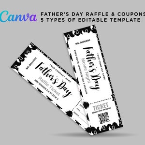 Modèle de toile modifiable Billet de tombola fête des pères, billet de cinéma fête des pères, spa fête des pères, bon fête des pères, billets fête des pères
