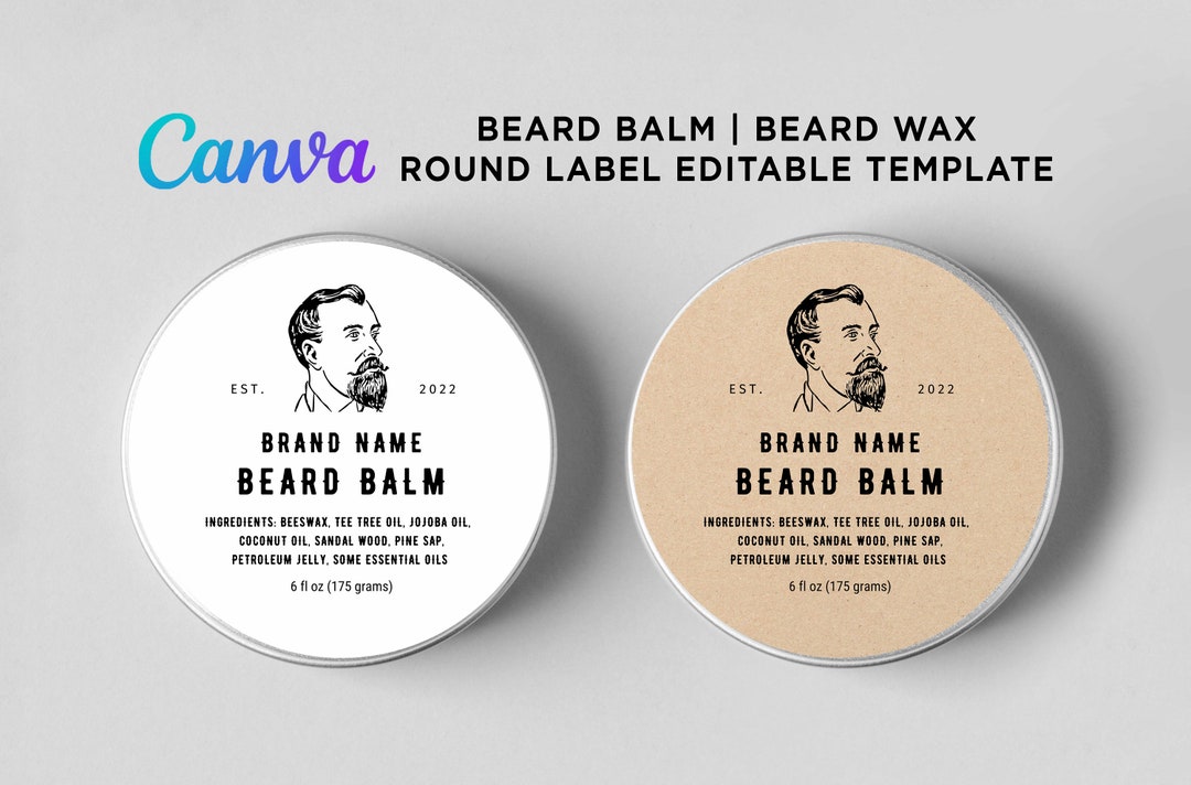 Printable Beard Balm Label Sticker, Beard Balm Sticker, Tin Can Label