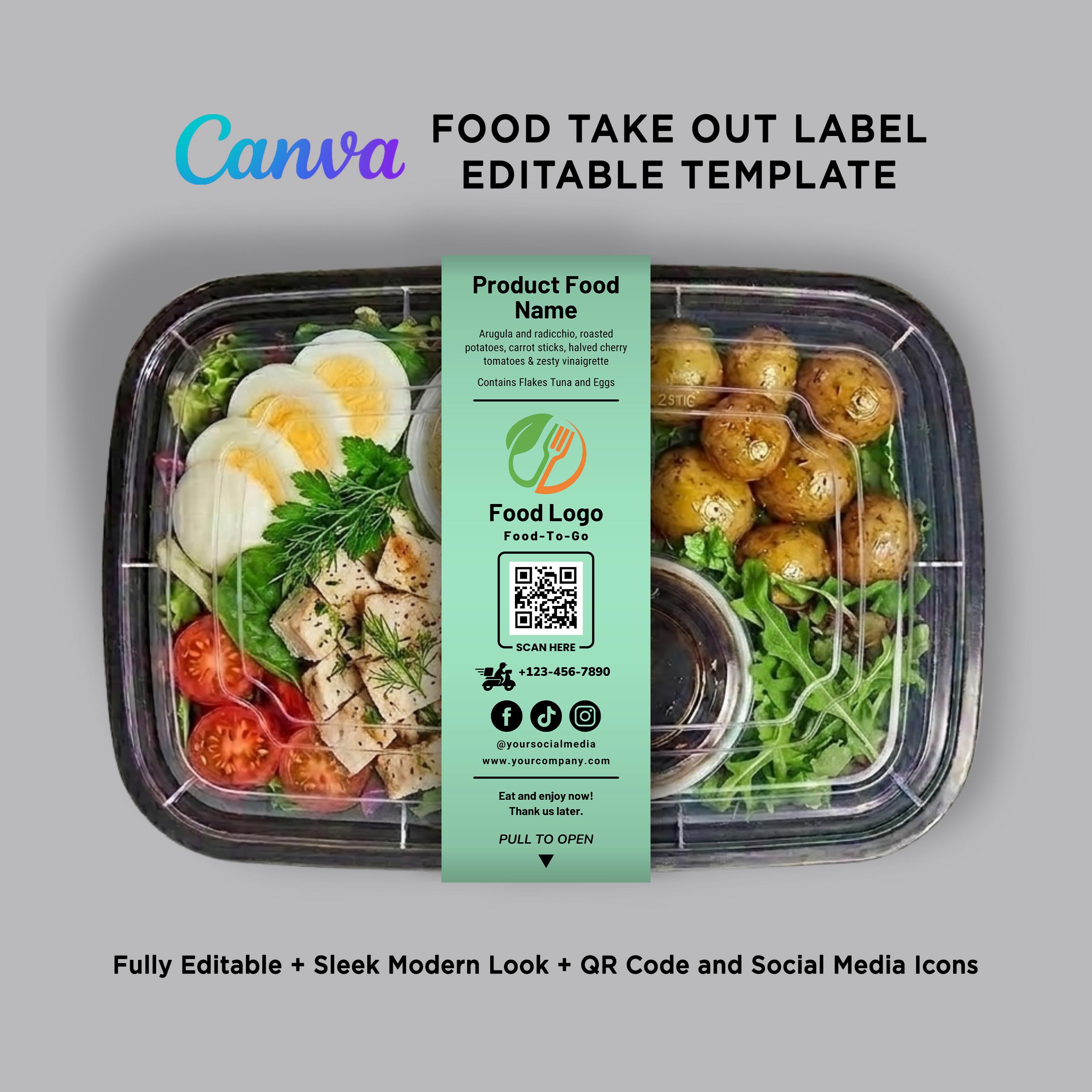 Printable Food Container Label, Fresh Salad Labels, Take Out Box Label ...