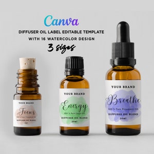Printable Diffuser Oil Label, 10ml Dropper Oil Label, Diffuser Oil, Fragrance Oil Blend Label, Essential Oil Label Editable Template Canva