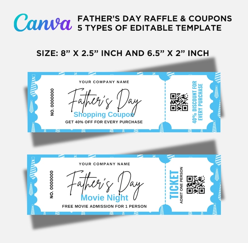 Father's Day Raffle Sign 5 Father's Day Movie Ticket, Fathers Day Cinema Ticket, Fathers Day Spa ...