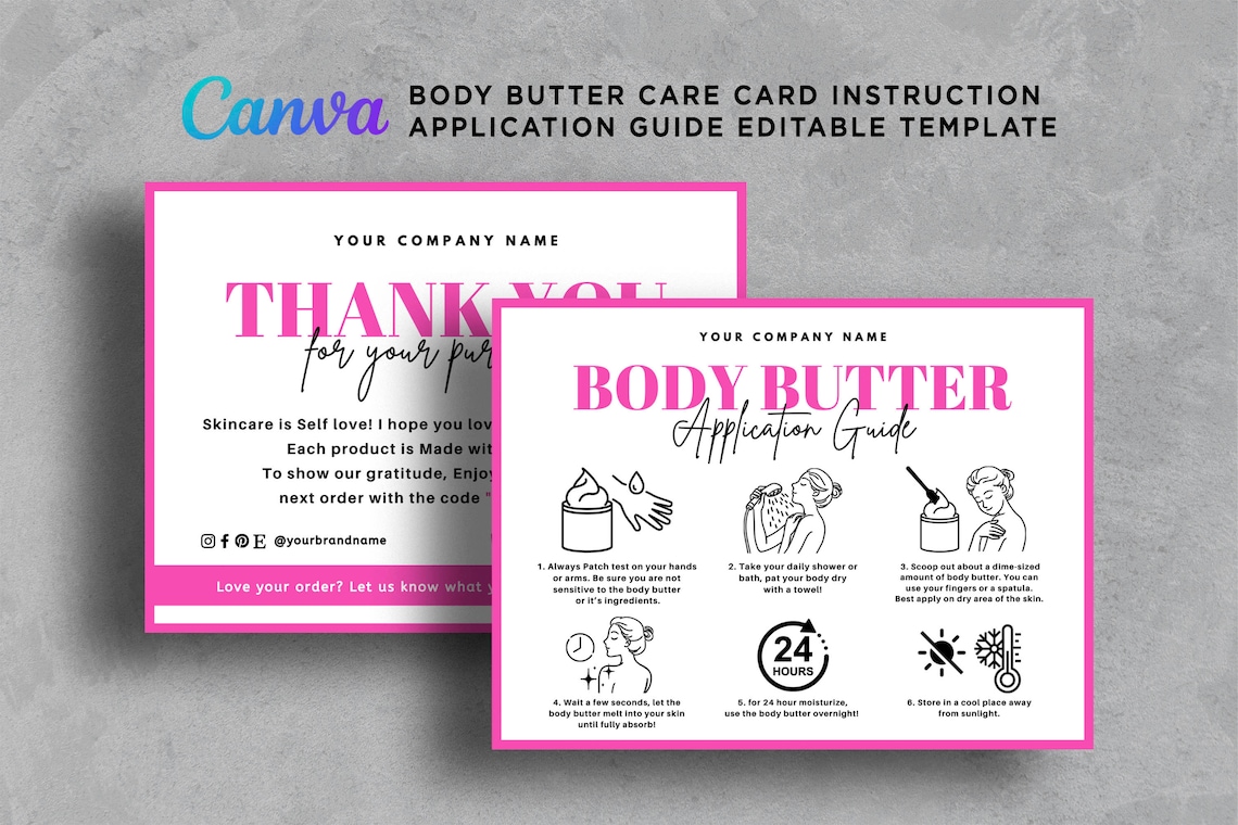 Body Butter Instruction Card How to Use Body Butter Thank Etsy