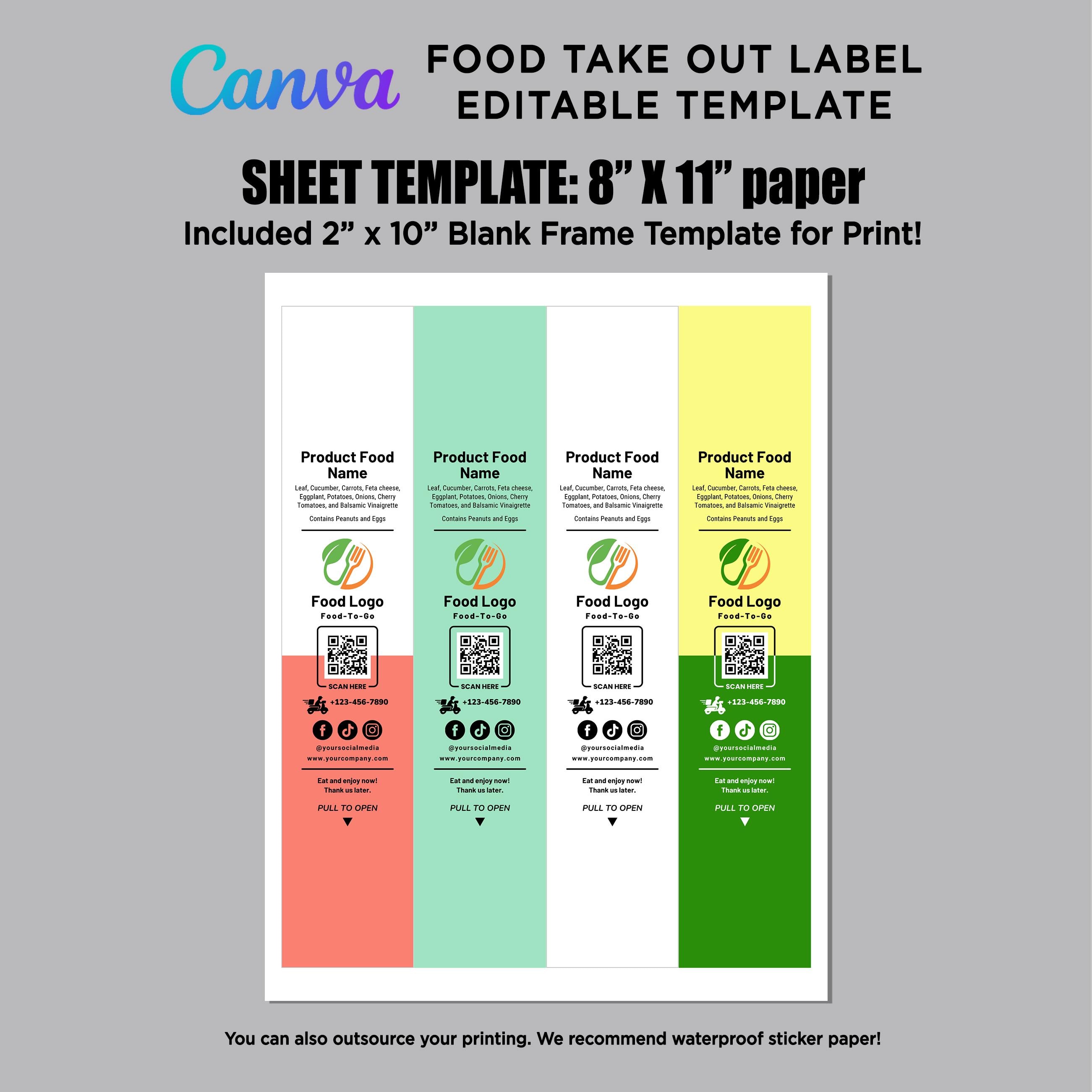 Printable Food Container Label, Fresh Salad Labels, Take Out Box Label ...