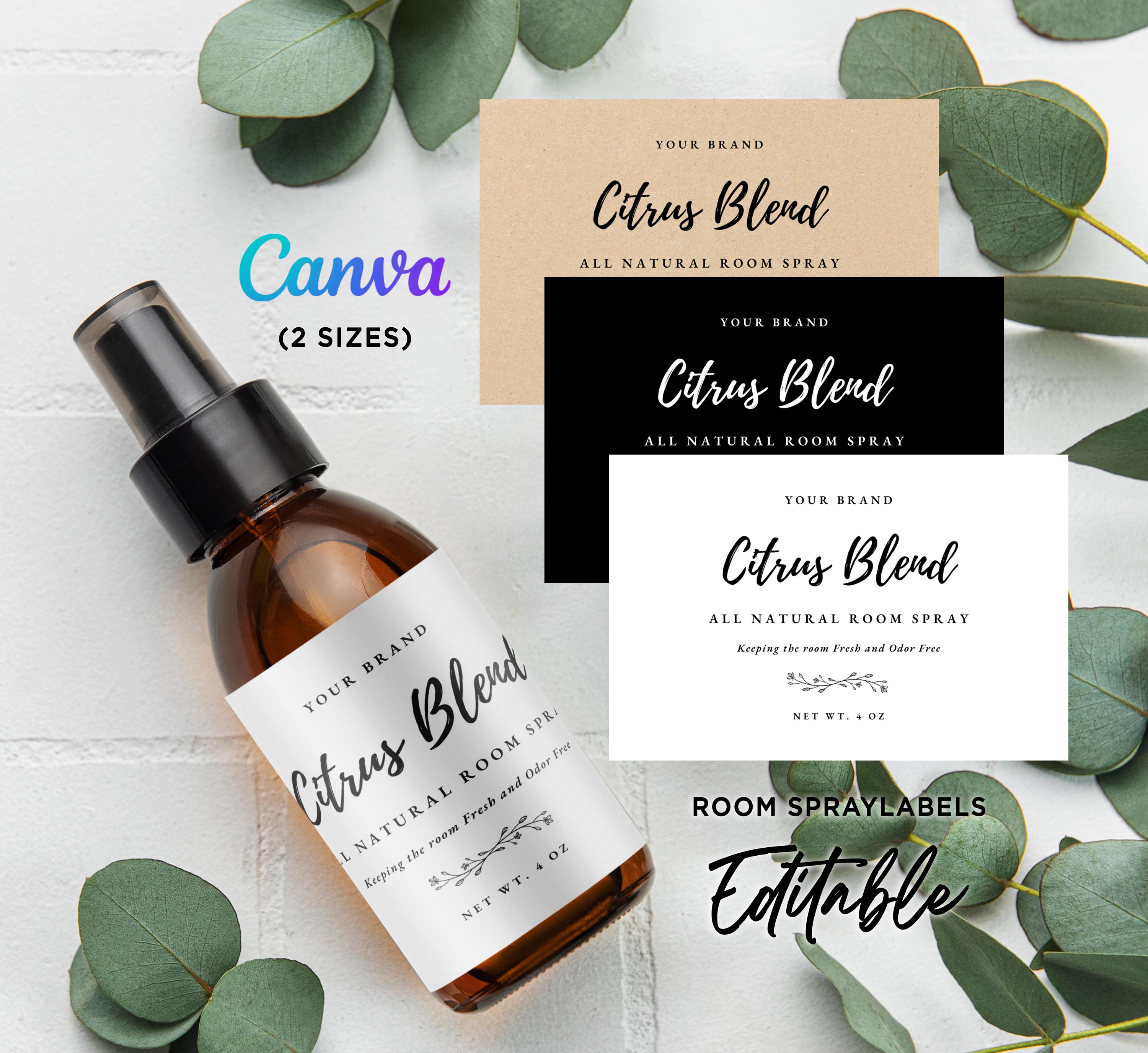 Printable Room Spray Label Template, Editable Bottle Spray Product ...