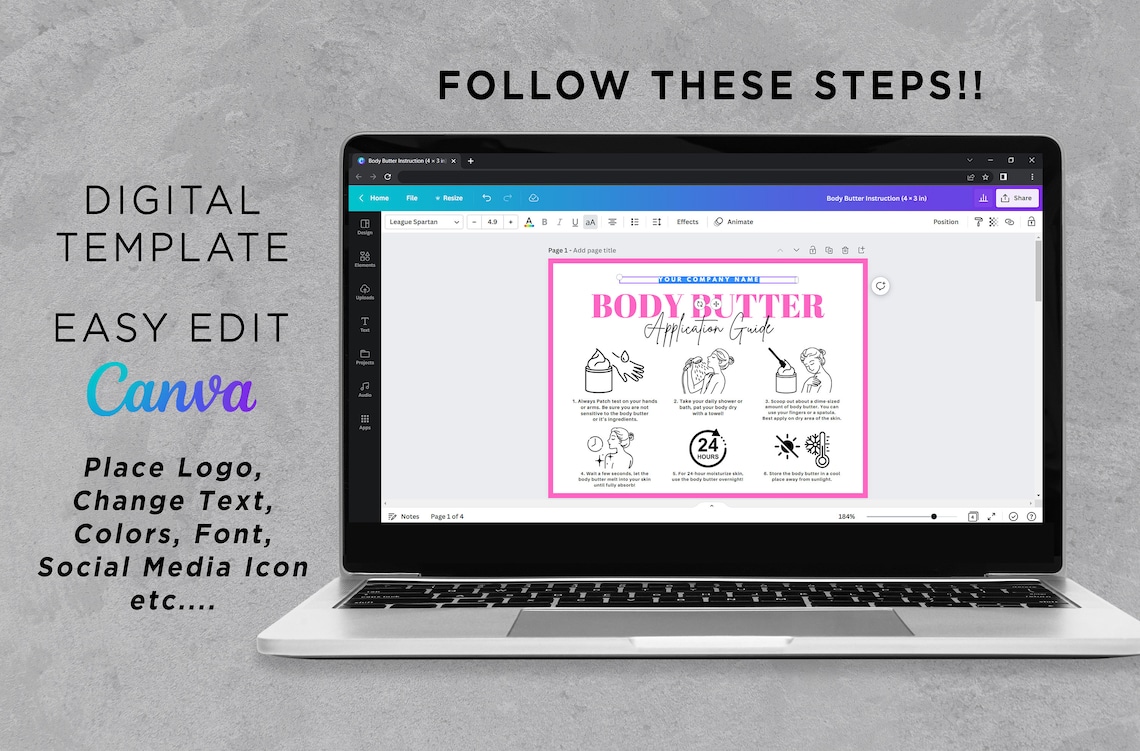 Body Butter Instruction Card How to Use Body Butter Thank Etsy