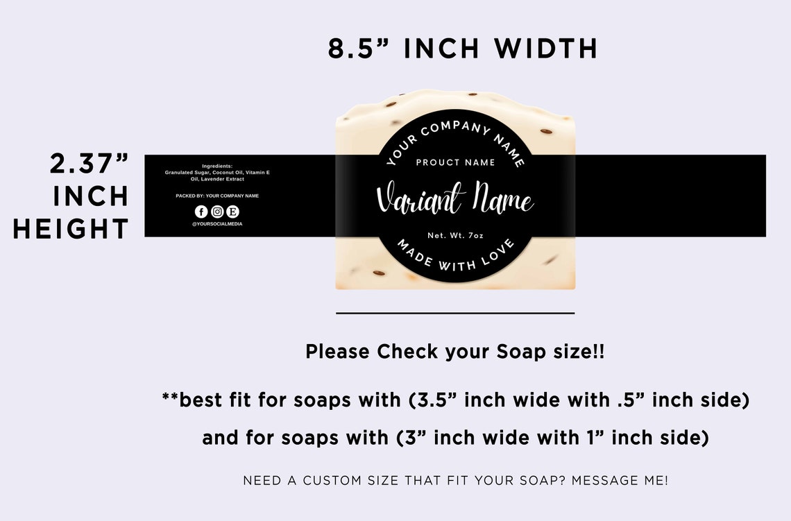 Printable Wrap Soap Label Cigar Band Soap Label Custom Soap Etsy