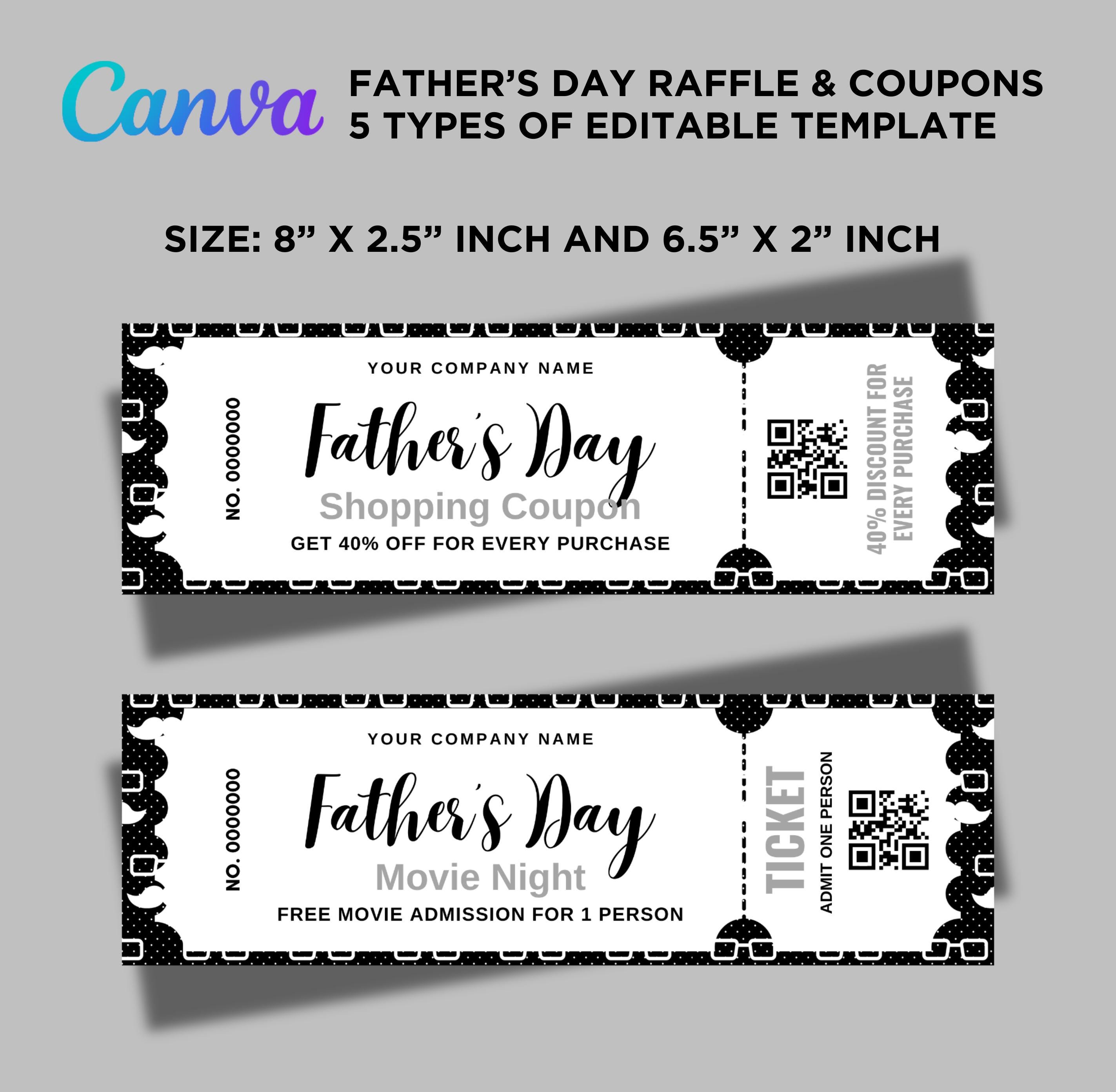 Father's Day Raffle Sign 5 Father's Day Raffle Ticket, Fathers Day Cinema Ticket, Father's Day ...