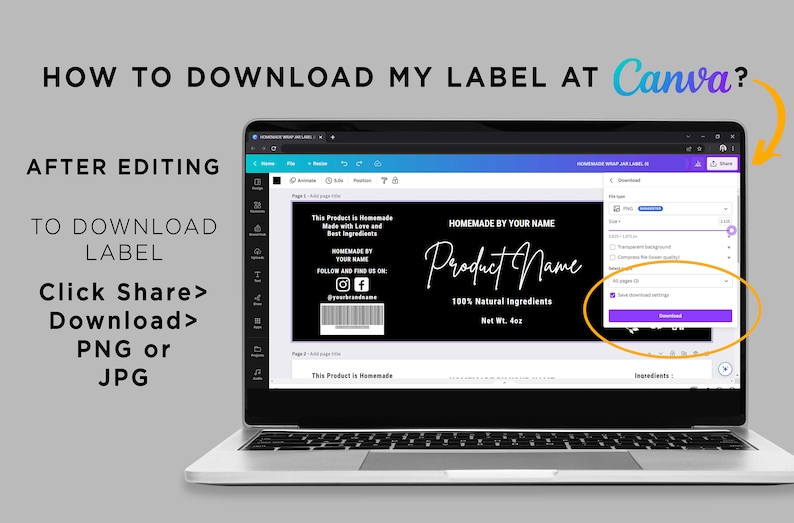 Printable Jar Wrap Around Labels Mason Jar Labels Container - Etsy