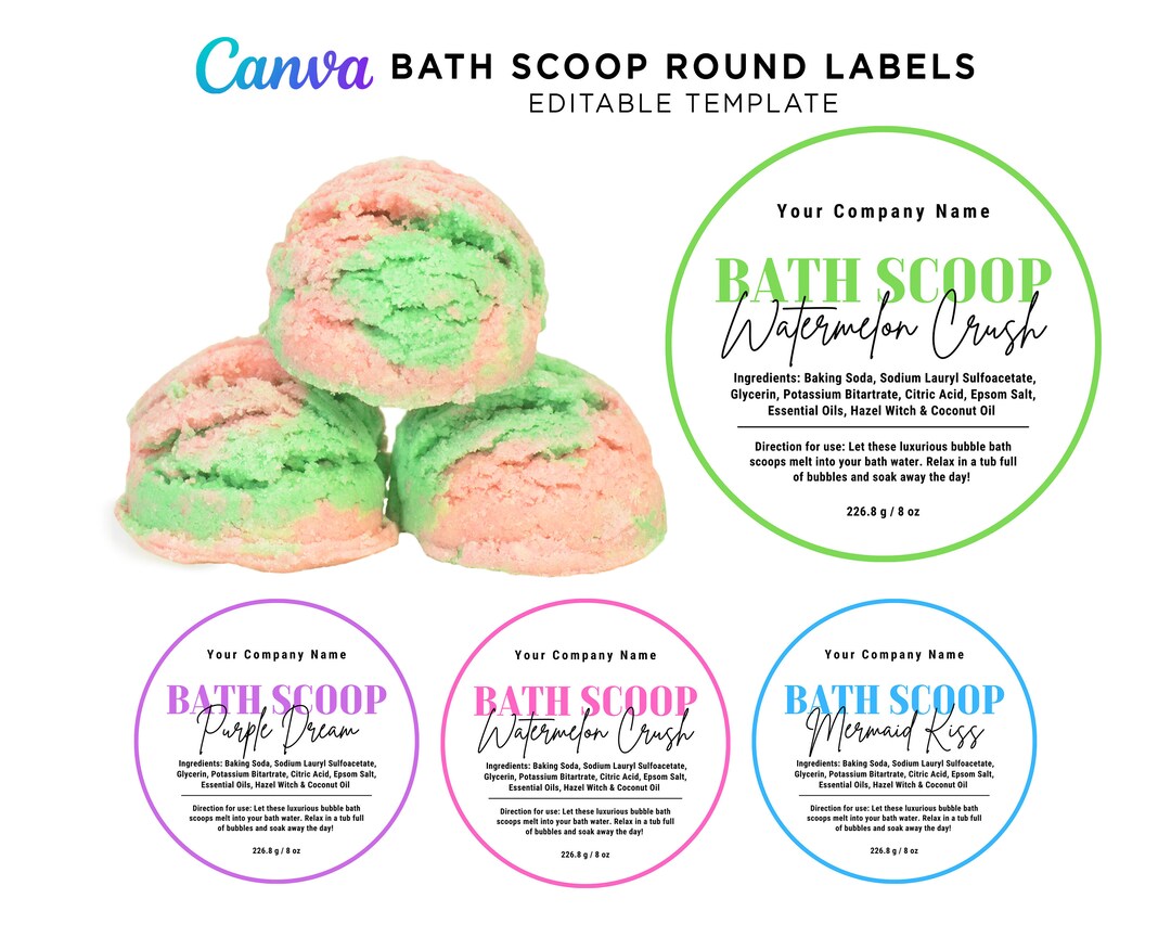Bubble Scoops Labels, Bath Scoop Label, Bubble Bath Melts, Bath