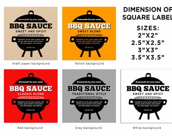 Printable BBQ Sauce Round Label, Bbq Sauce Square Label, Editable Homemade  BBQ Label Designs, Label for Bbq Sauce Editable Template at Canva - Etsy