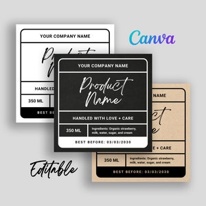 Square Labels for Homemade Products, Jar Square Labels, Product Square Labels, Pickle Jar Labels, Food Labels Editable Template at Canva