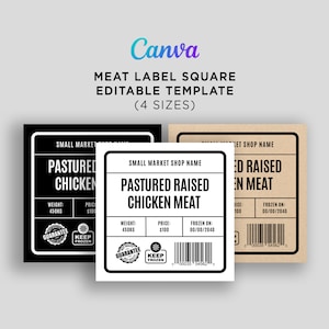 Meat Labels, Butcher Labels, Homemade Meat Labels, Sausage Label, Meat Packaging, Frozen Food Labels, Chicken Labels Editable Template Canva