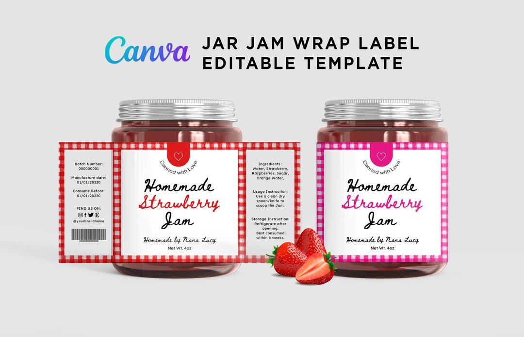 Wrap Labels for Jam, Round Label for Canning Jar, Homemade Jam Labels