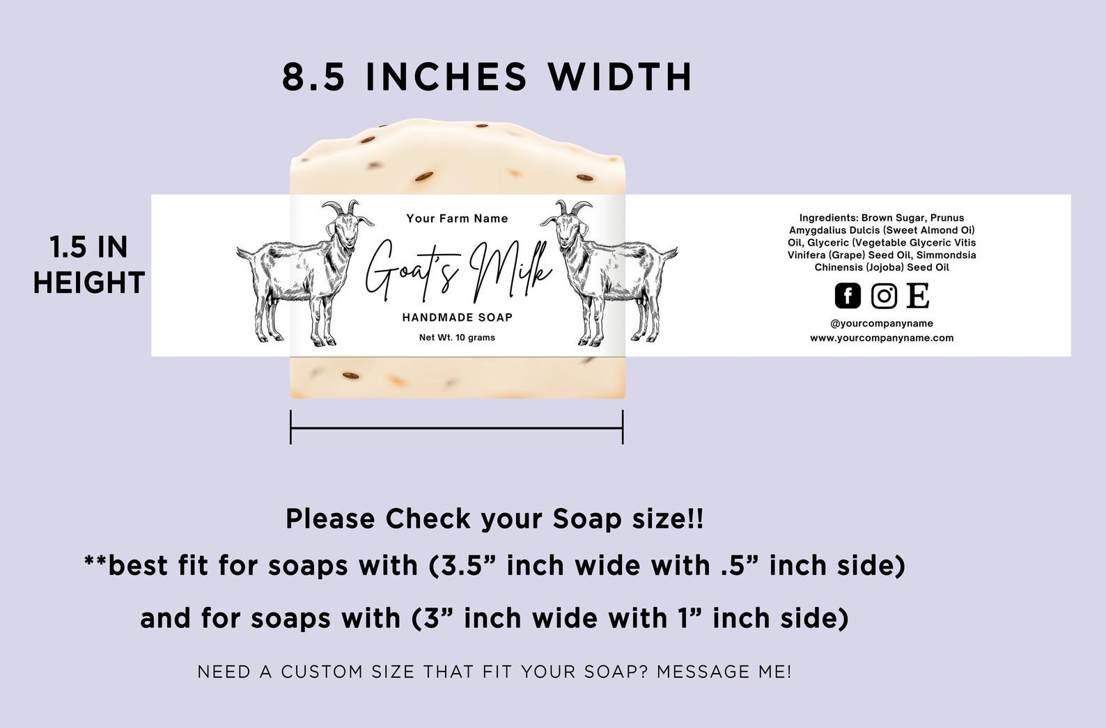 Custom Goat's Milk Soap Label, Goat's Milk Printable Wrap Template for ...