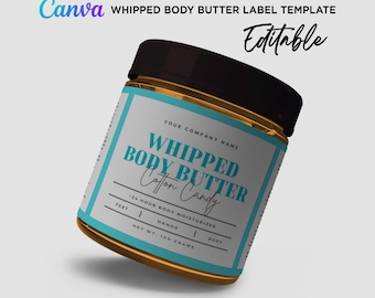 Whipped Body Butter Wrap Labels, Whipped Body Butter Labels, Whipped Body Butter Design, Whipped Body Butter Label Editable Template Canva