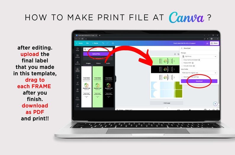 Printable Food Container Label Fresh Salad Labels Take Out Etsy