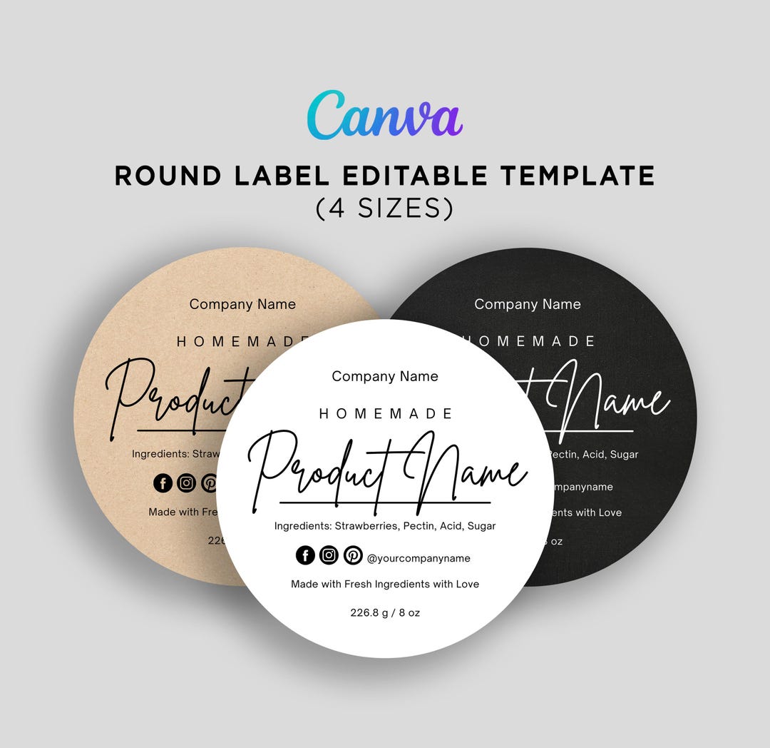 Round Up Label Example Printable Round Label, Circle Label Sticker for Canning Jars, Homemade ...
