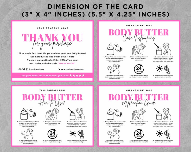 Body Butter Instruction Card How to Use Body Butter Thank Etsy
