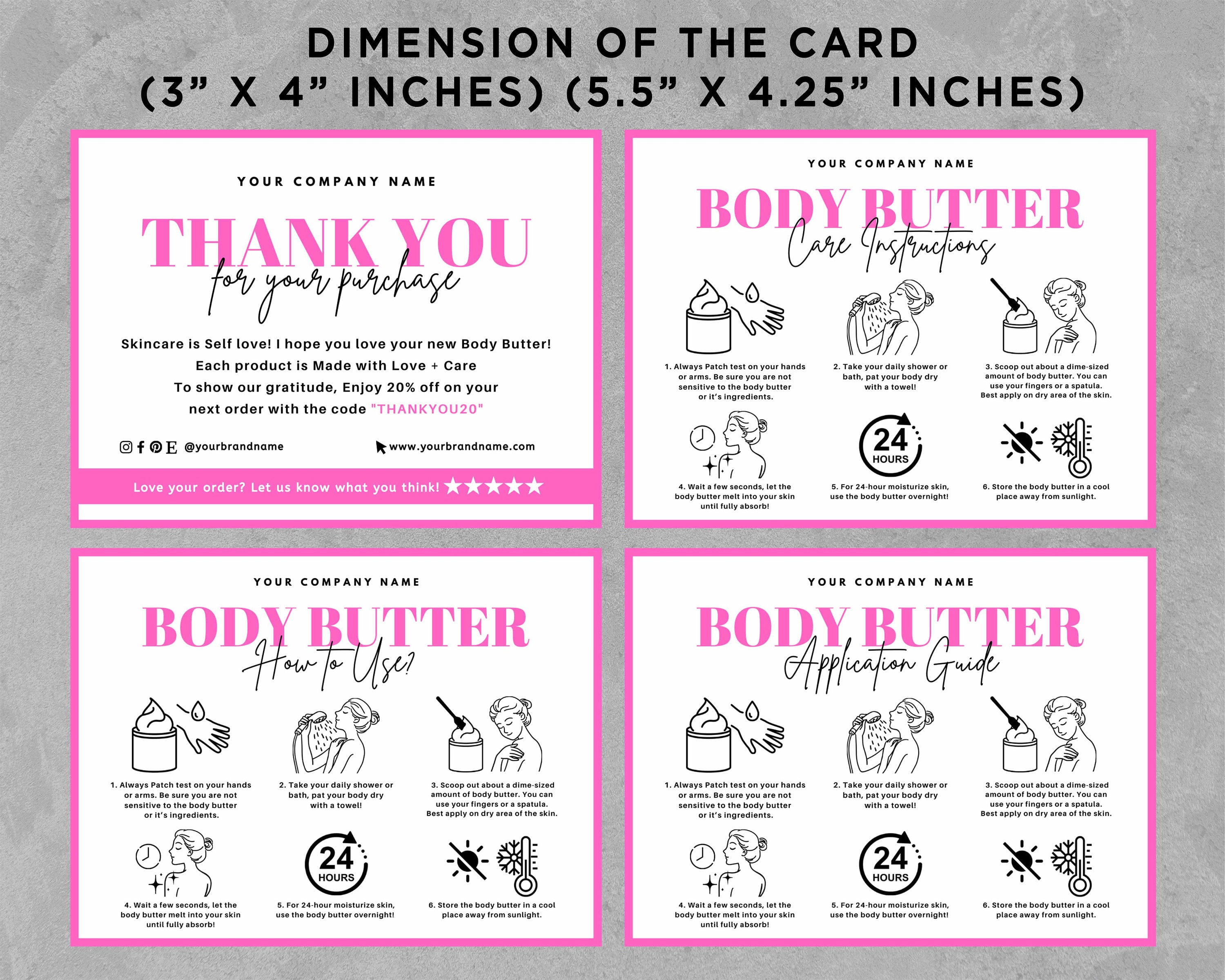 Body Butter Instruction Card How to Use Body Butter Thank Etsy