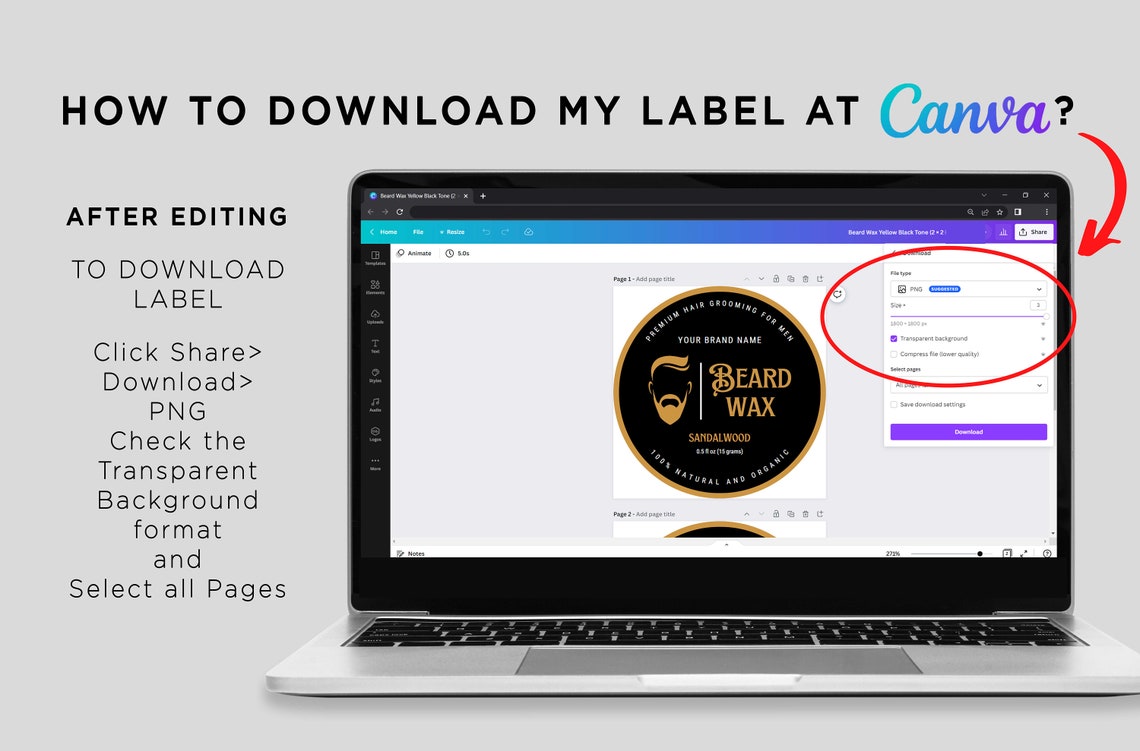 Printable Beard Wax Label Beard Balm Round Label Men Care - Etsy