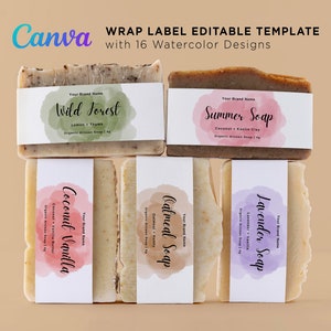 Printable Wrap Labels for Soap, Custom Soap Labels, Organic Soap Wrap Labels, Product Wrap Labels, Soap Wrap Labels Editable Template Canva