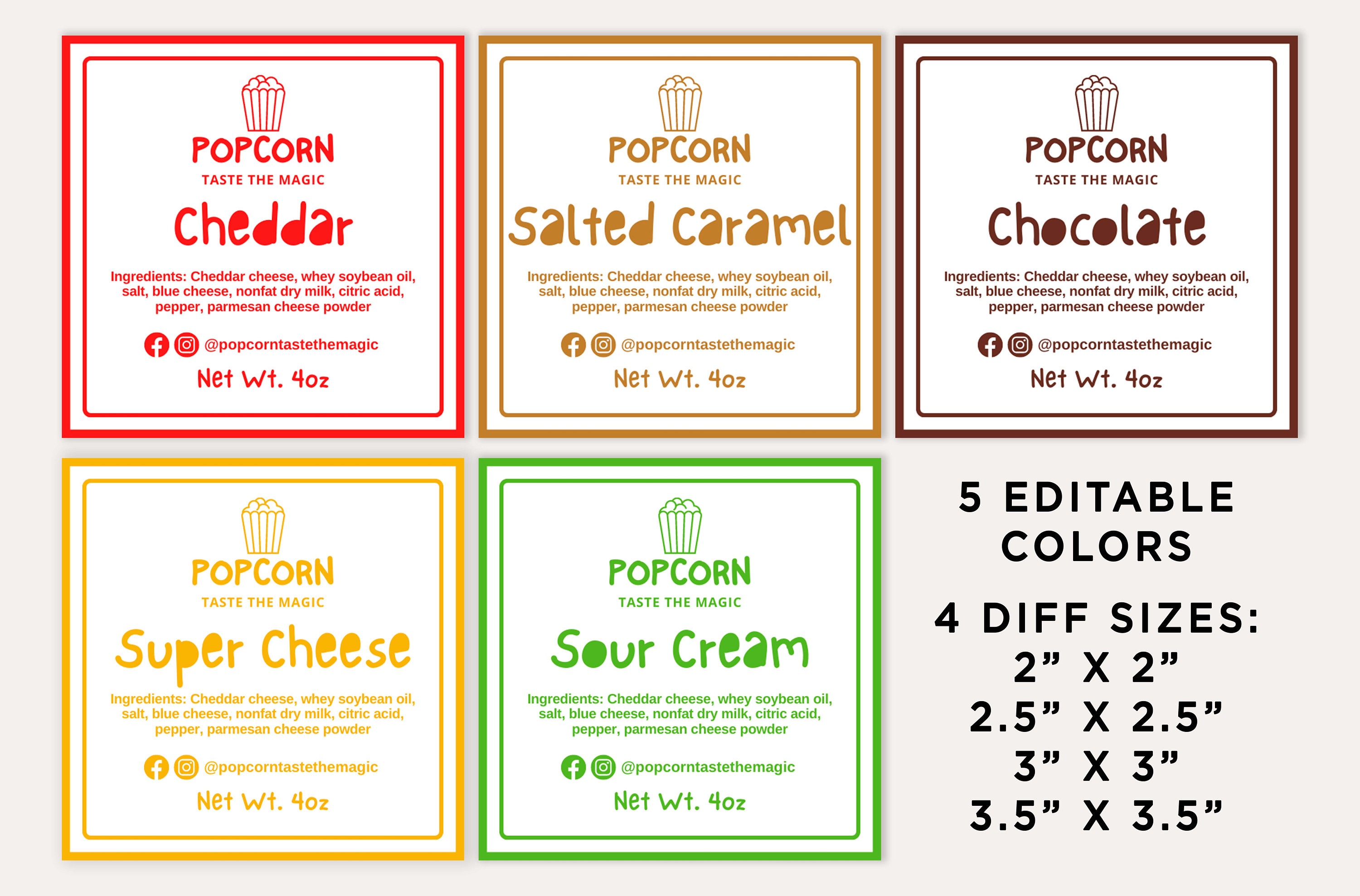 Rotulo Pop Corn Printable Square Labels Popcorn Labels, Popcorn Logo, Popcorn Business ...