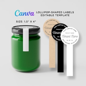 Custom Lollipop-Shaped Labels, Blank Lollipop Labels, Editable Seal Labels, Tamper Labels, Homemade Jar Seal Sticker Template Canva