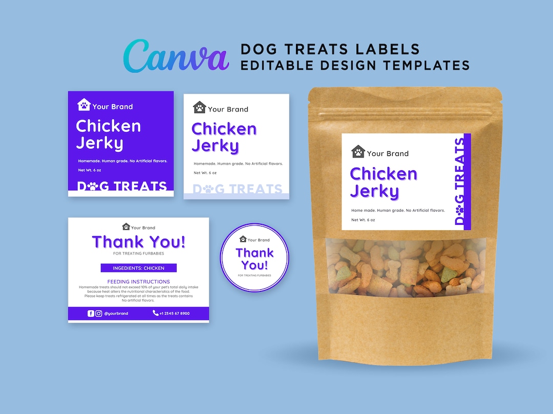 Printable Dog Food Labels, Dog Treats Packaging Labels, Dog Treats