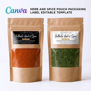 Printable Spice Labels, Seasoning Labels, Spice Pouch Packaging Label, Herb Labels, All Purpose Spice Labels Editable Template at Canva