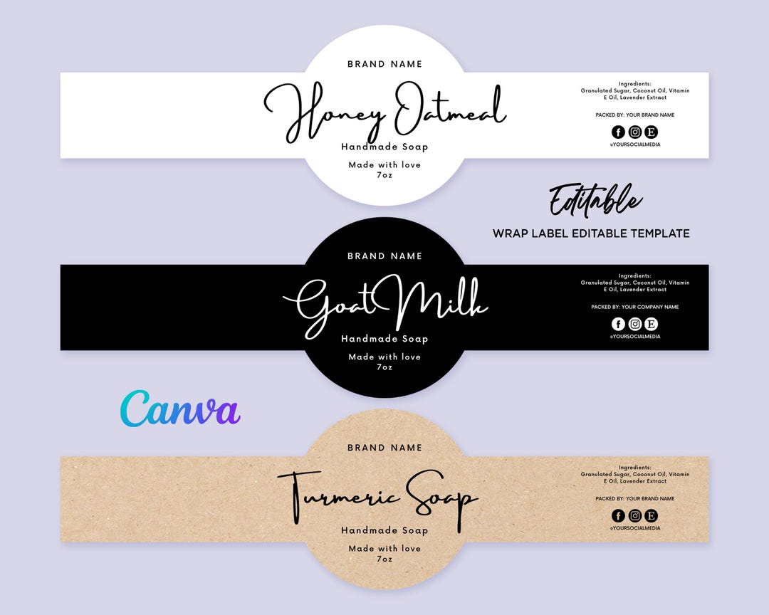 Printable Cigar Band Soap Label, Goat Milk Soap Labels, Soap Wrap Cigar ...
