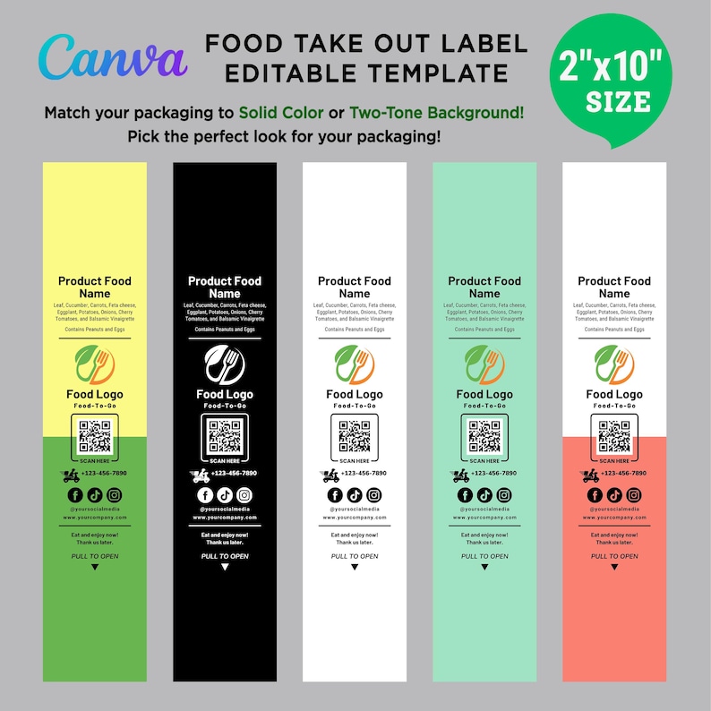 Printable Vertical Labeks Printable Food Container Label, Fresh Salad Labels, Take Out Box Label ...