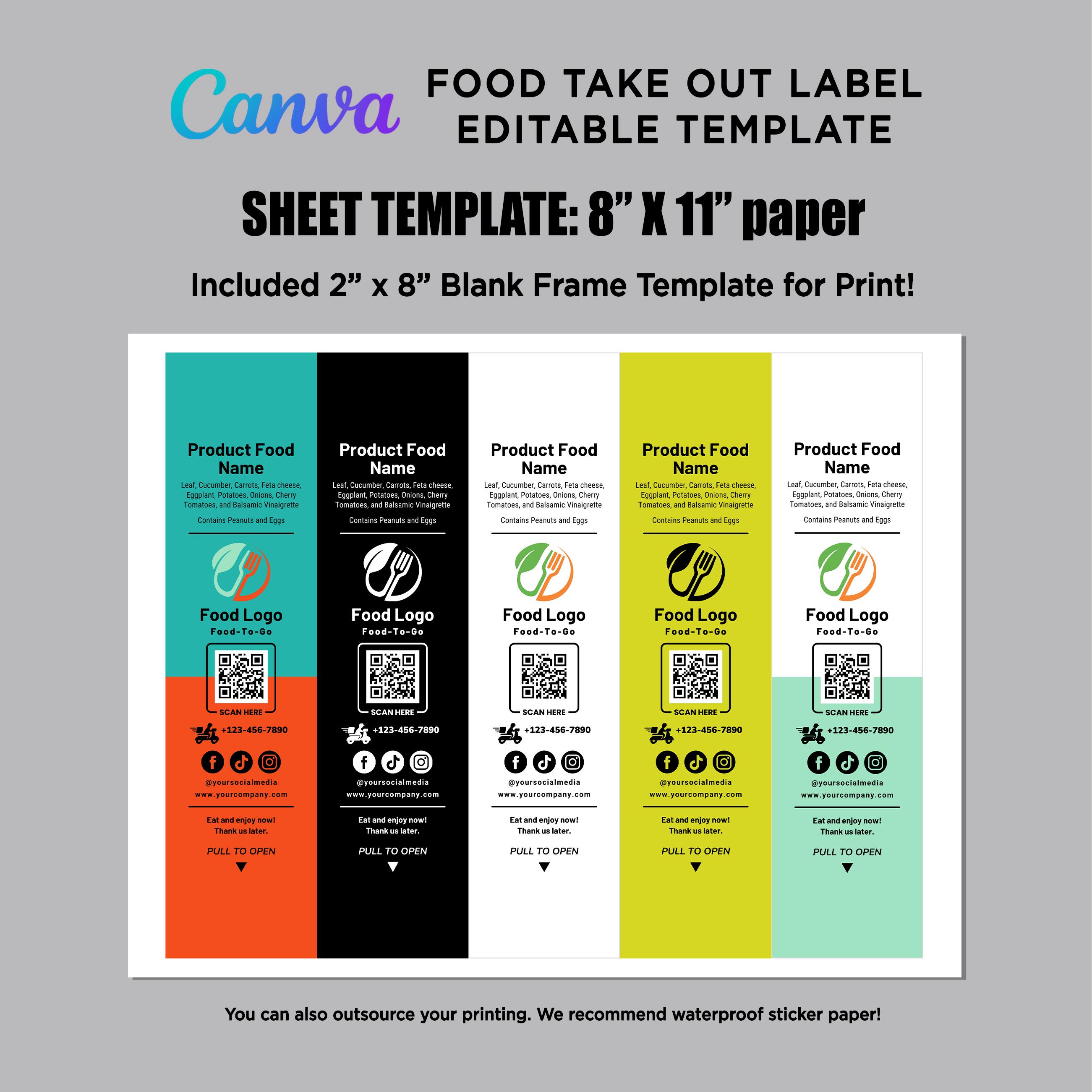 Printable Food Container Label, Fresh Salad Labels, Take Out Box Label ...