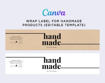 Etiquetas para envolver regalos hechas a mano e imprimibles, etiquetas para tejer, etiquetas para trapos de cocina, etiquetas para guantes y calcetines (plantilla editable en Canva)