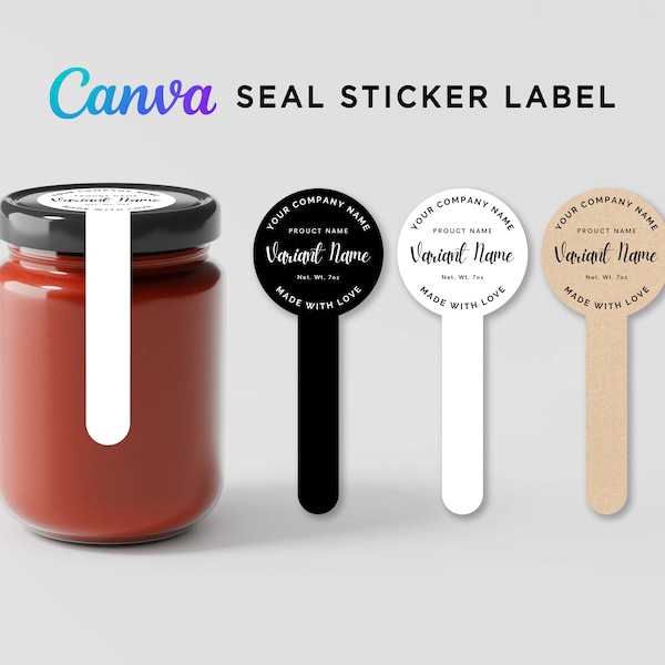 Printable Tamper Seal Sticker Label Design, Handmade Seal Sticker, Lollipop Shape Label, Homemade Jar Seal Sticker Editable Template Canva.