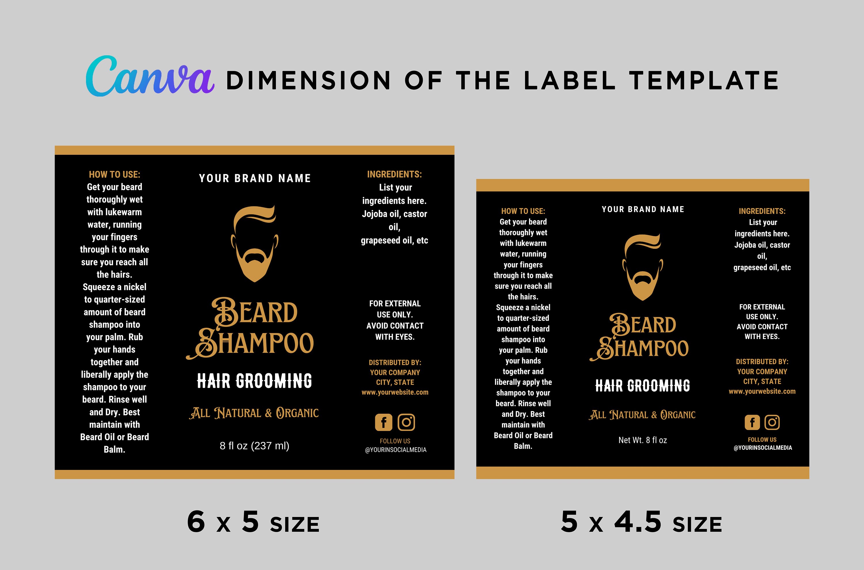 Beard Shampoo Label, Beard Wash Label Design, Beard Shampoo Bottle ...