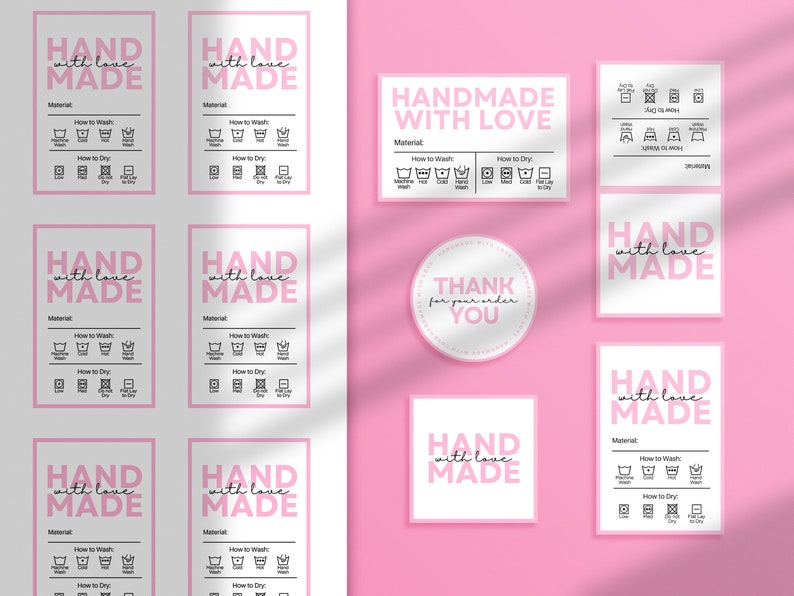 Customizable Card Labels Instant Download Ready to Print A4 Handmade Care Card Labels - Etsy