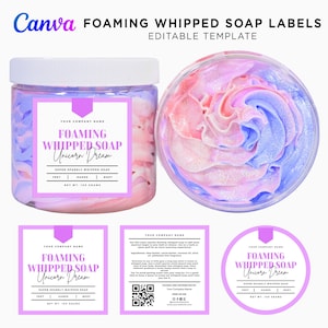 Printable Whipped Soap Label, Foaming Whipped Soap, Fluffy Soap Labels, Handmade Whipped Soap, Whipped Soap Label Editable Template at Canva