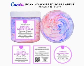 Printable Whipped Soap Label, Foaming Whipped Soap, Fluffy Soap Labels, Handmade Whipped Soap, Whipped Soap Label Editable Template at Canva