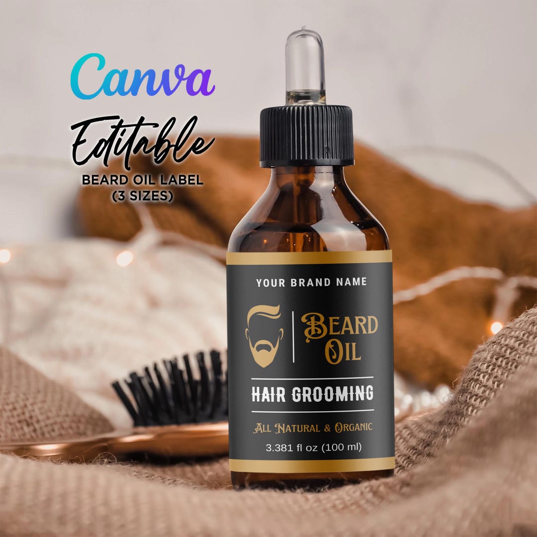 Printable Beard Oil Label Design, Men Care Label, Beard Oil Dropper Bottle Wrap Label Sticker, Beard Care Label, Editable Templat at Canva. - Etsy printable-beard-oil-label-design-men-care-label-beard-oil-dropper-bottle-wrap-label-sticker-beard-care-label-editable-templat-at-canva-etsy