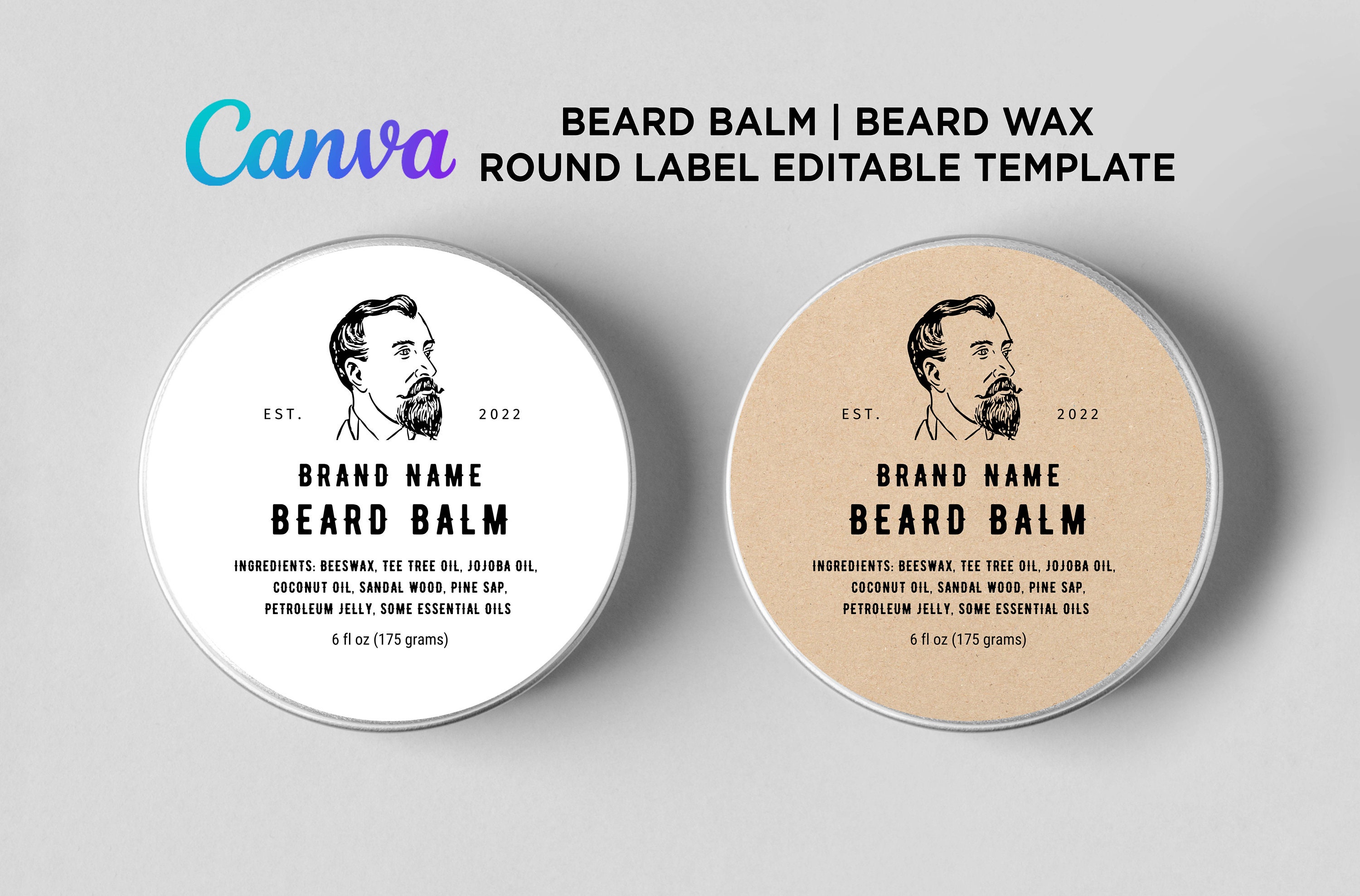 Printable Beard Balm Label Sticker Beard Balm Sticker Tin Etsy