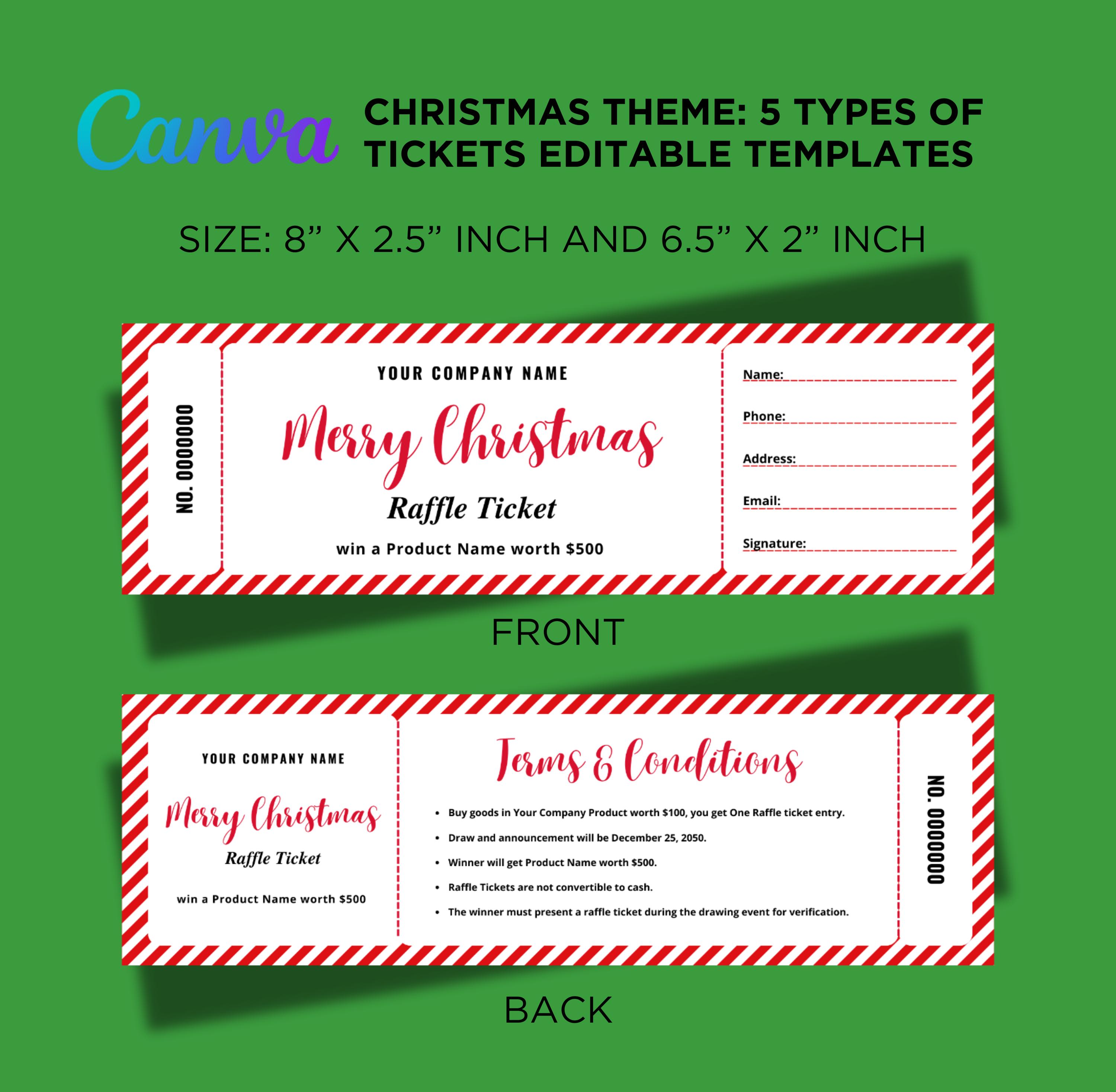 Christmas Raffle Ticket Template Bundle, Holiday Promotional Discounts ...