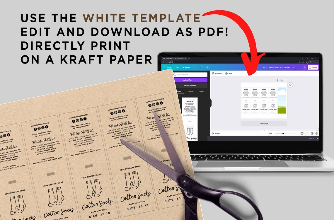 Printable Sock Wrap Labels Cotton Socks Label Designs Etsy