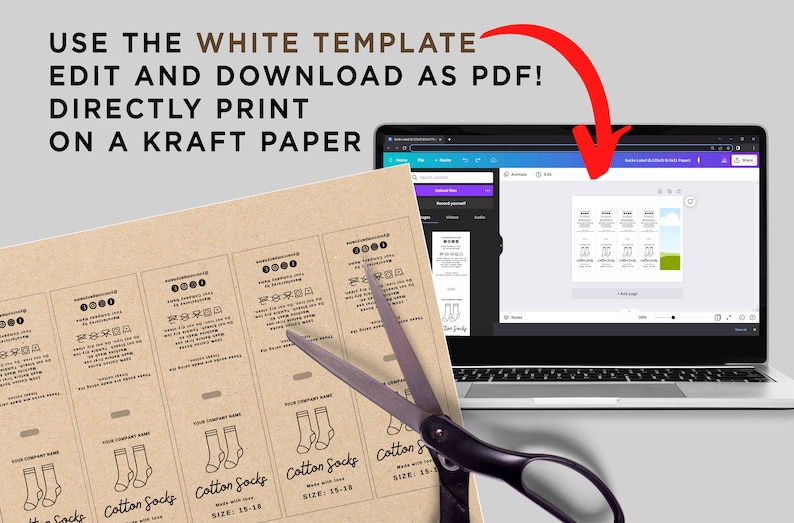 Printable Sock Wrap Labels Cotton Socks Label Designs - Etsy