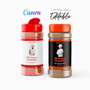 Chef Spice Label Design, Chef Seasoning Label, All Purpose Seasoning Labels, Home Cook Spice Label, Seasoning Labels Editable Template Canva