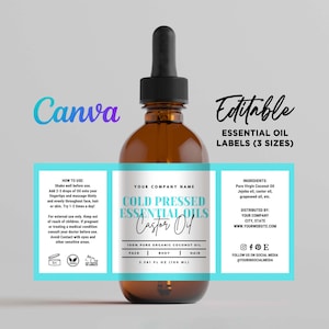 Bottle Dropper Oil Label Designs, Essential Oil Labels, Cold Pressed Oil Labels, Miracle Drops, Bottle Dropper Oil Editable Template Canva