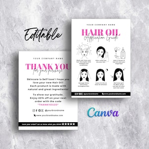 Hair Oil Application Guide, Hair Growth Oil Care Card, How to Apply Hair Oil, Hair Product Care, Hair Oil Care Card Editable Template Canva