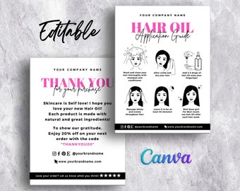 Hair Oil Application Guide, Hair Growth Oil Care Card, How to Apply Hair Oil, Hair Product Care, Hair Oil Care Card Editable Template Canva