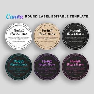 Editable Round Label for Canning Jar, Round Labels for Jams, Round Label Homemade Jam, Jelly, Food Variant Label, Editable Template in Canva