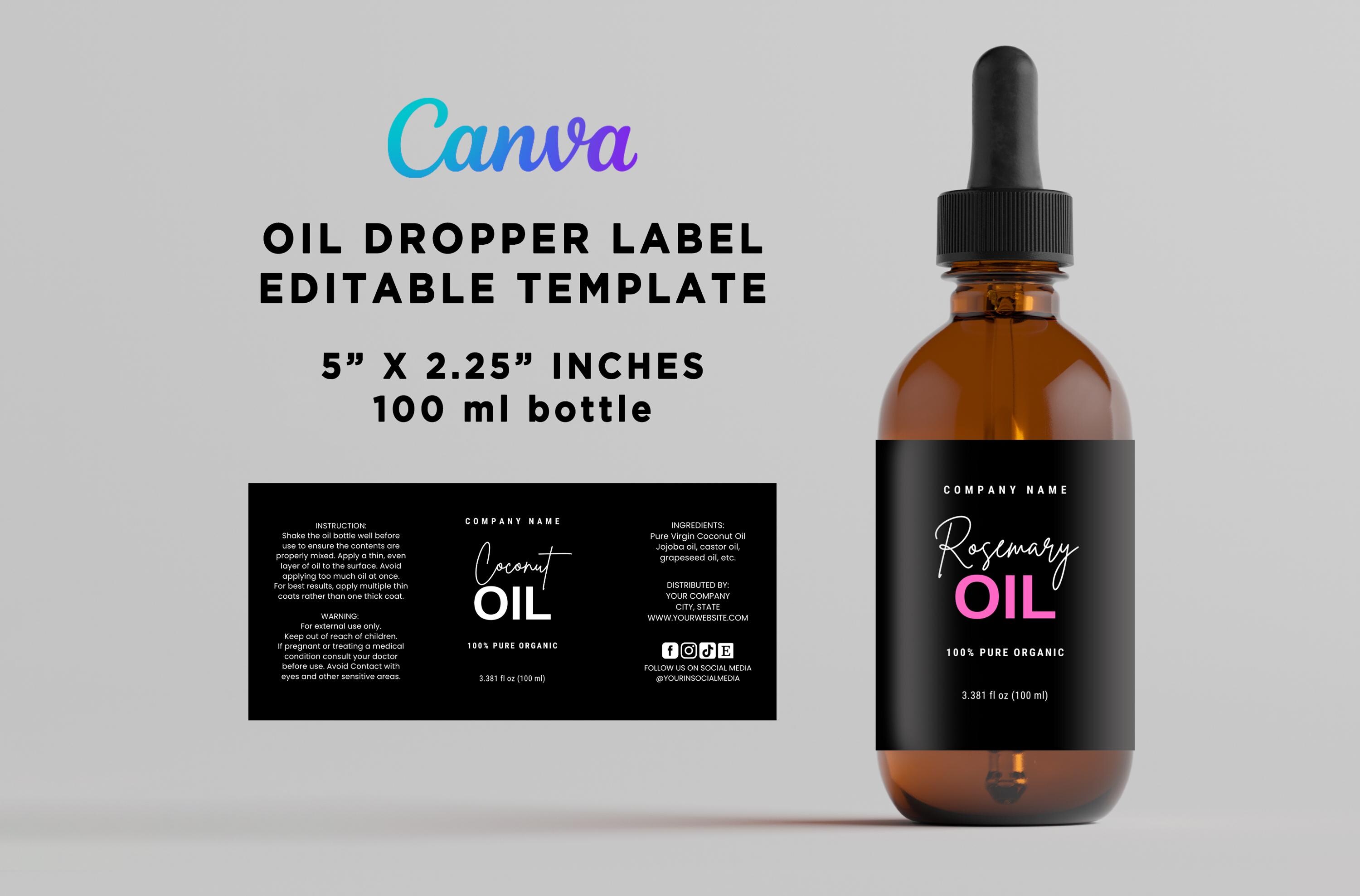Editable Oil Dropper Label Template, Canva Tincture Label, DIY ...