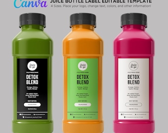 Juice Bottle Label Sticker, Cold Press Drinks Bottle, 2 oz Juice Bottle Labels, Juice Blend Bottle Label, Editable Juice Bottle Labels Canva